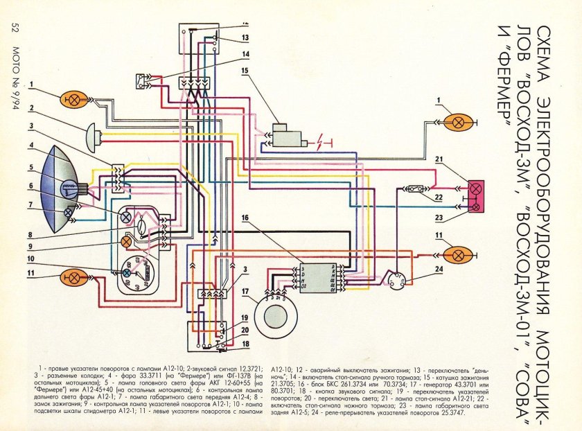 Электросхема мотоцикла Восход 3м-01