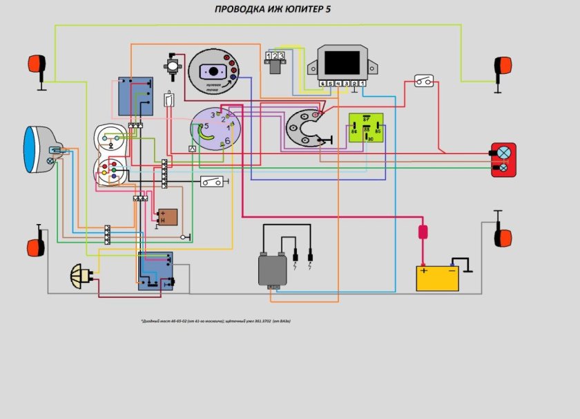 Схема электрооборудования ИЖ Юпитер 5