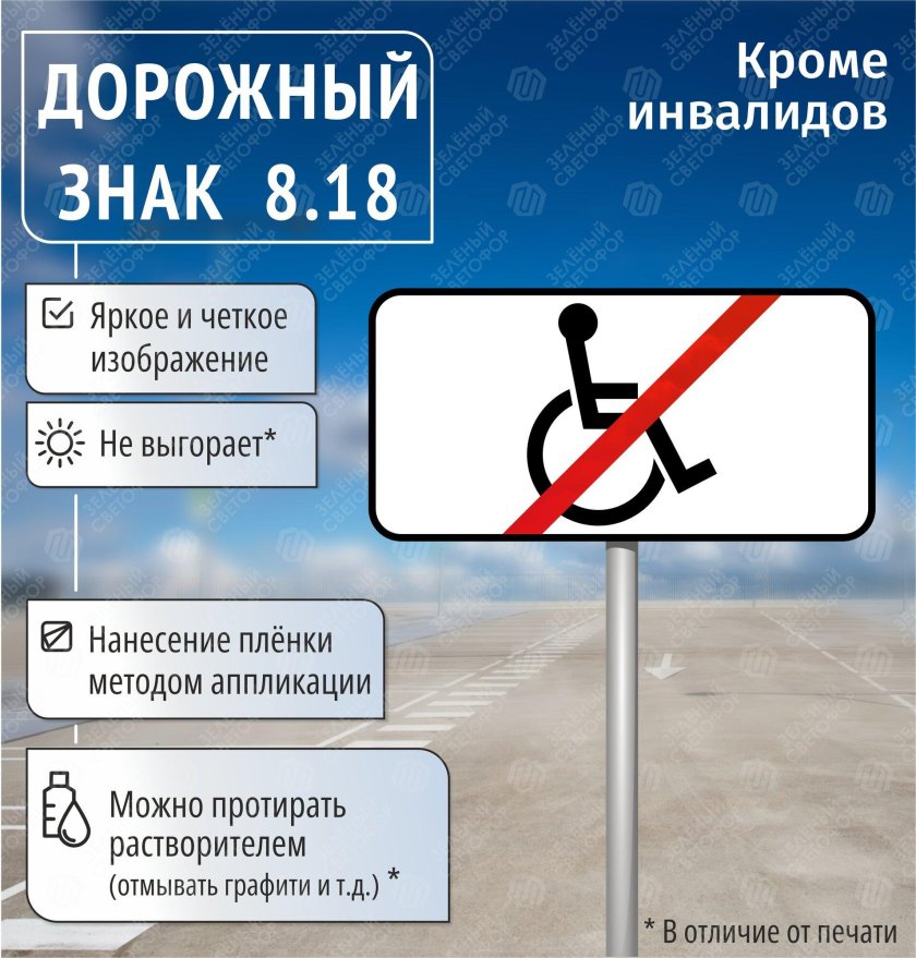 Дорожный знак 8.18 кроме инвалидов