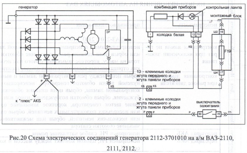 Схема реле регулятора напряжения генератора ВАЗ 2110