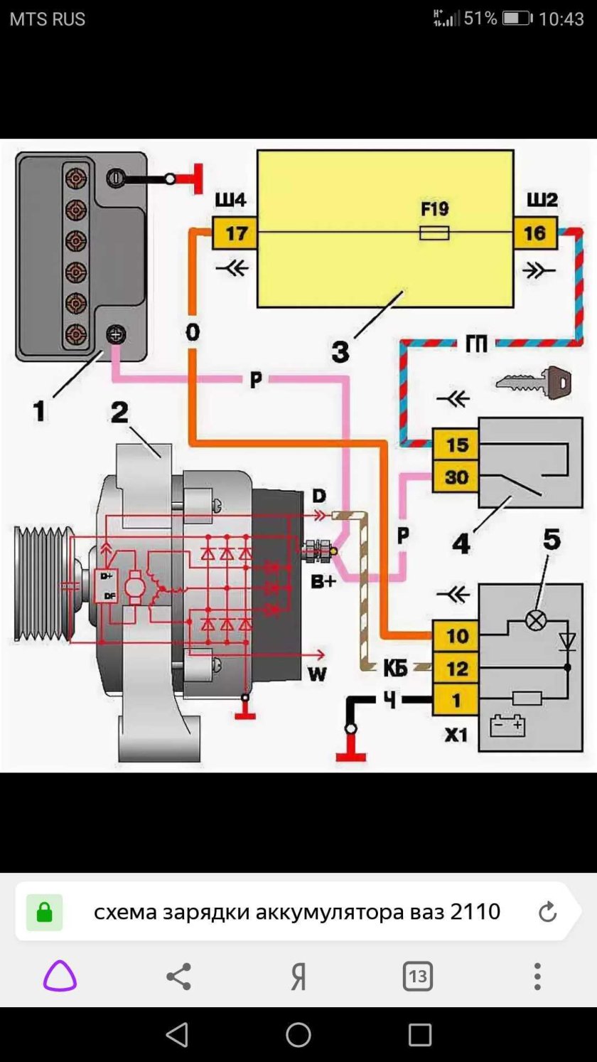 Схема зарядки генератора ВАЗ 2109