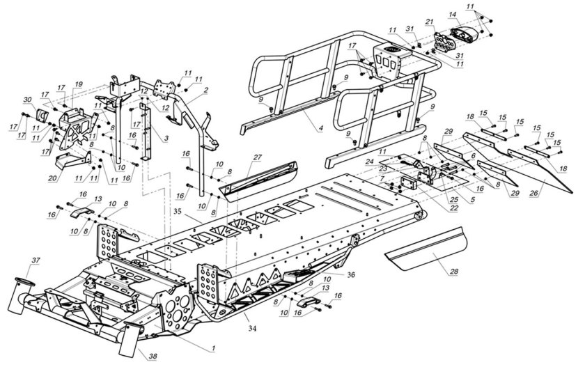 Рама снегохода стелс Росомаха 800