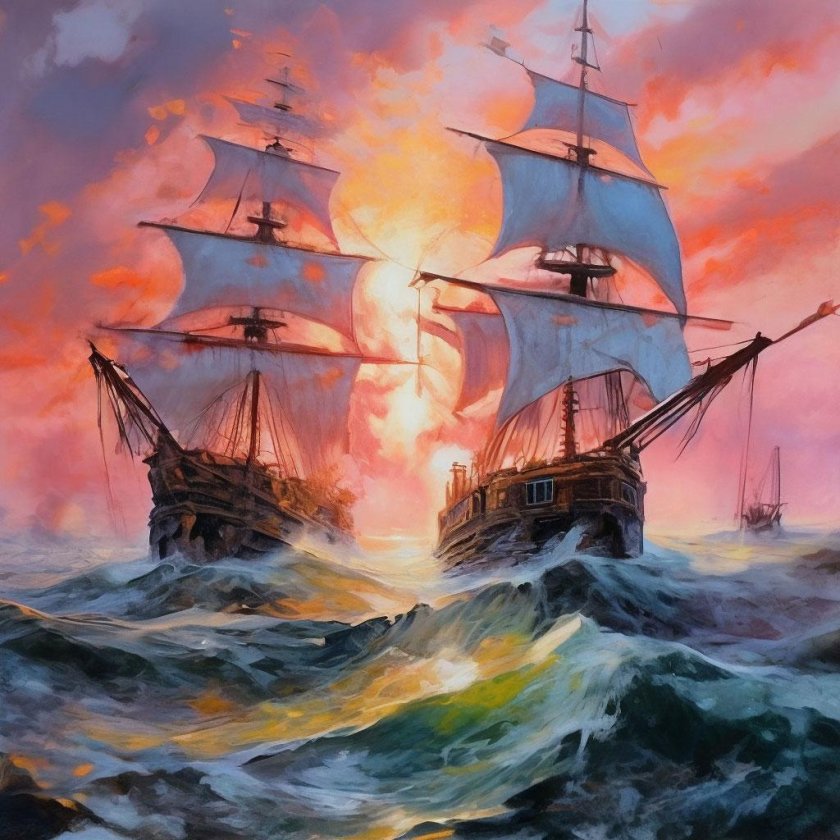 Парусник в море картина