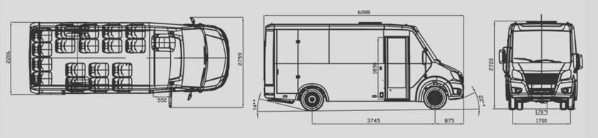 Габариты Газель Некст пассажирская
