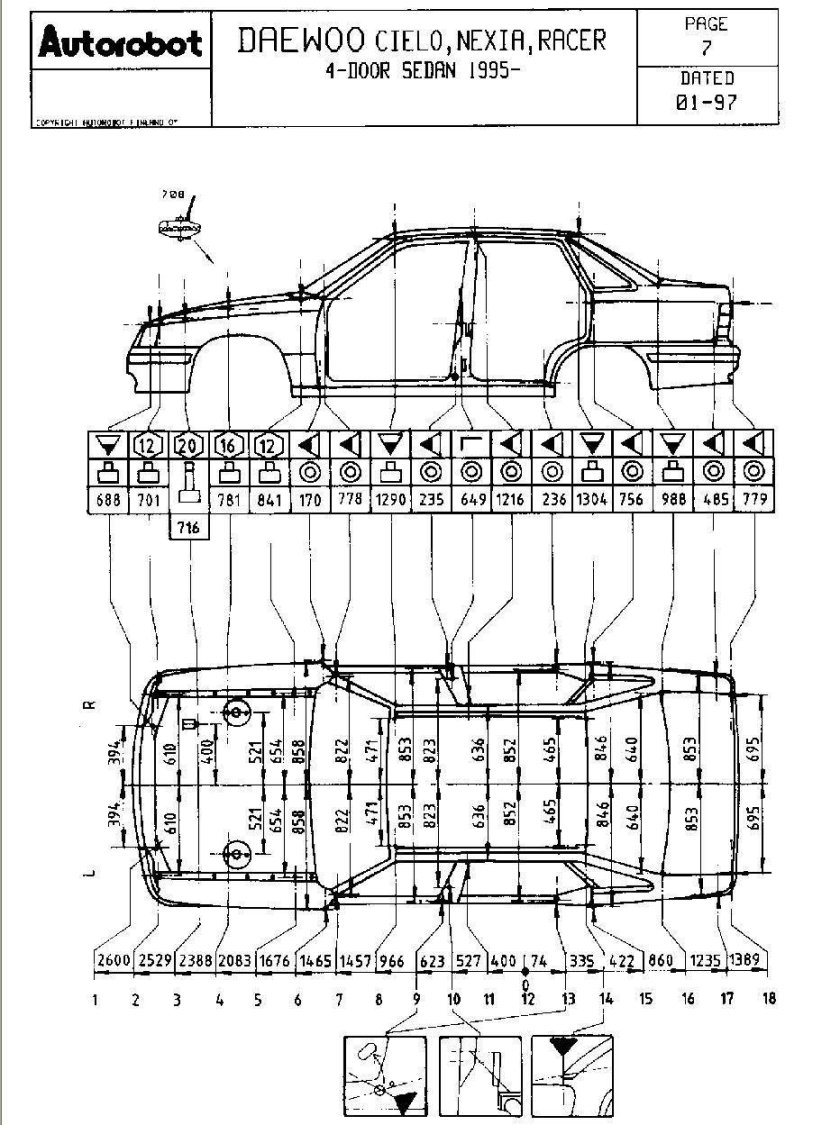 Геометрия кузова Нексия n150