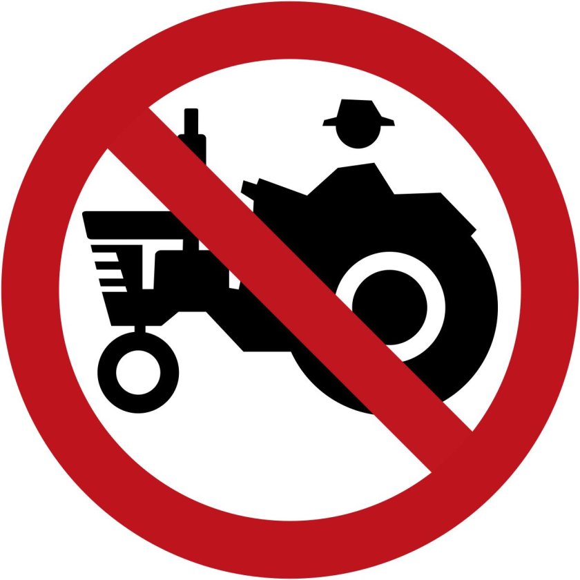 Запрещающие знаки для тракторов