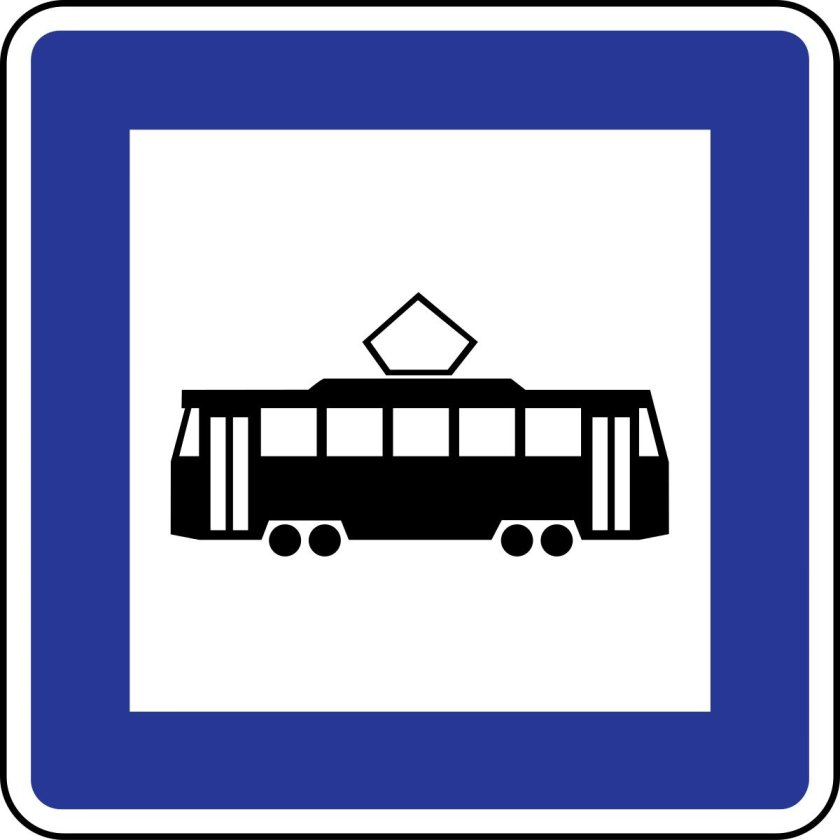 Дорожный знак трамвай