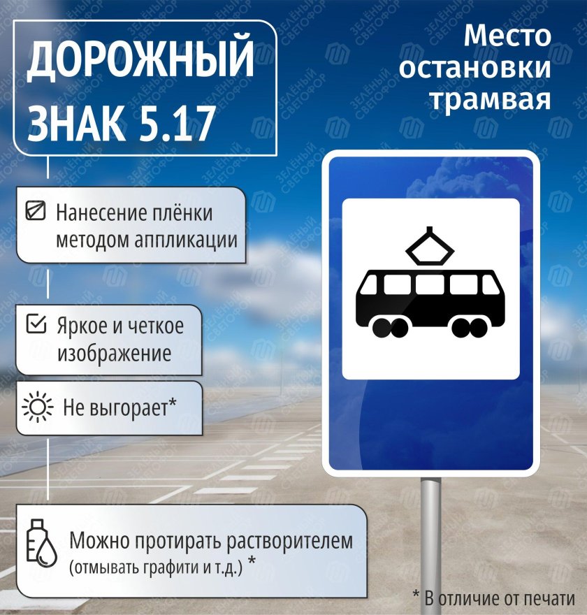 Дорожные знаки 5.17 «место остановки трамвая».