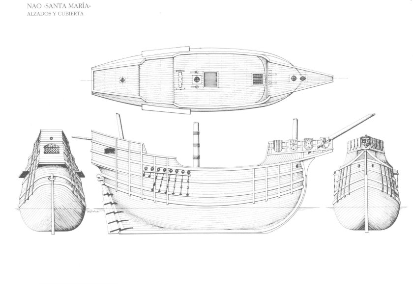 Корабль Колумба Санта Мария модель чертежи