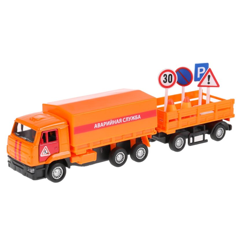 Грузовик Технопарк КАМАЗ С прицепом (SB-18-26-K(E)+Asst-WB) 12 см