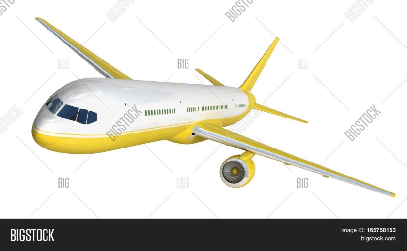 Желтый самолет на белом фоне