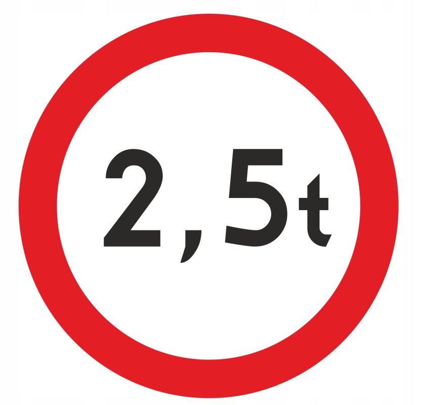 Знак ограничение массы 2.5 тонны