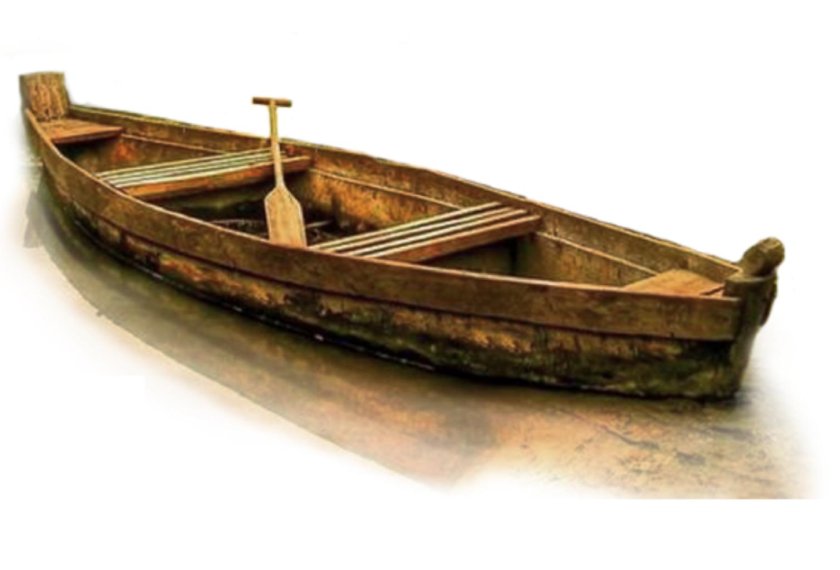 Лодка деревянная с веслами