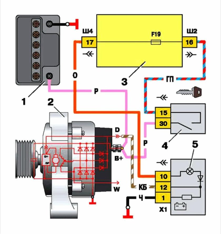 ВАЗ 2112 схема зарядки аккумулятора