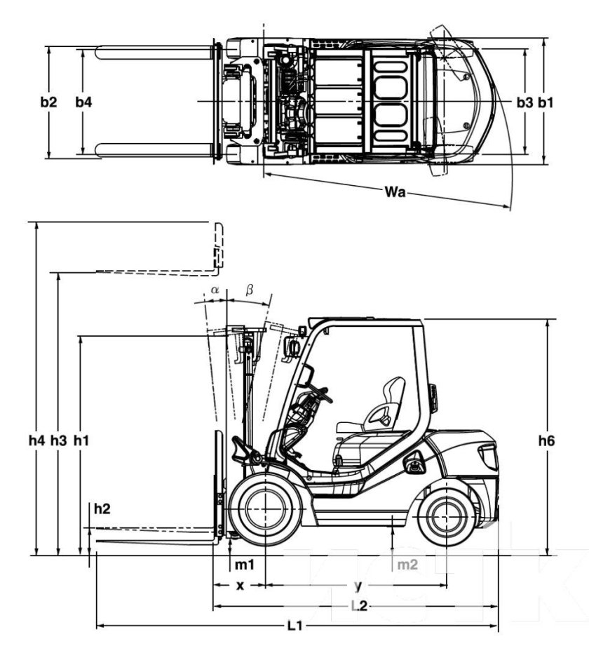 Вилочный погрузчик SD 30 габариты
