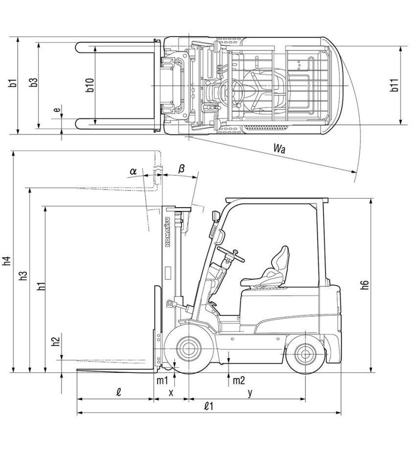 Вилочный погрузчик SD 30 габариты