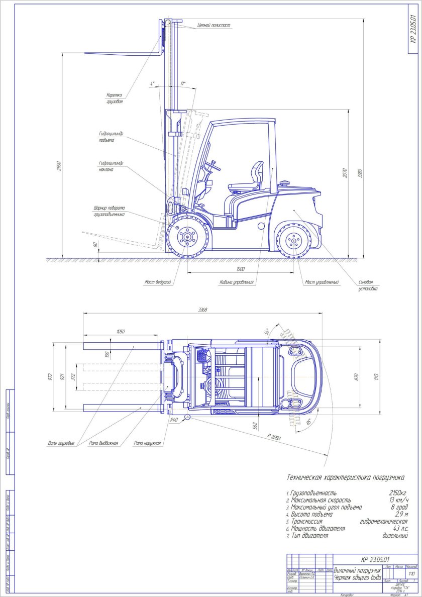 Габариты вилочного погрузчика 3 тонны