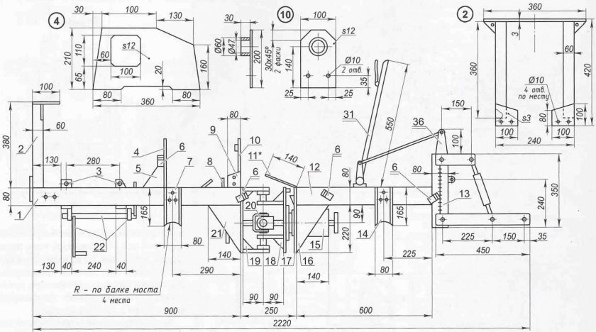 Минитрактор переломка 4х4 чертежи для сборки