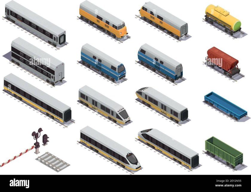 Изометрический вагон поезда