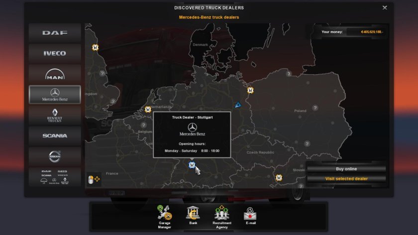 Euro Truck Simulator 2 автосалоны Мерседес