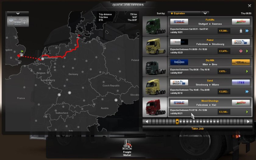 Карта автосалонов в Euro Truck Simulator 2
