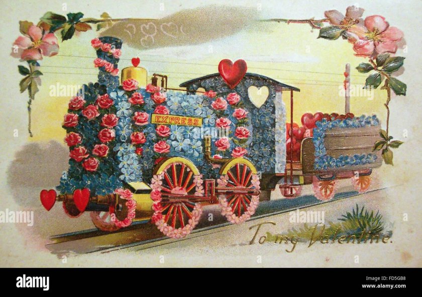 Открытка с паровозом