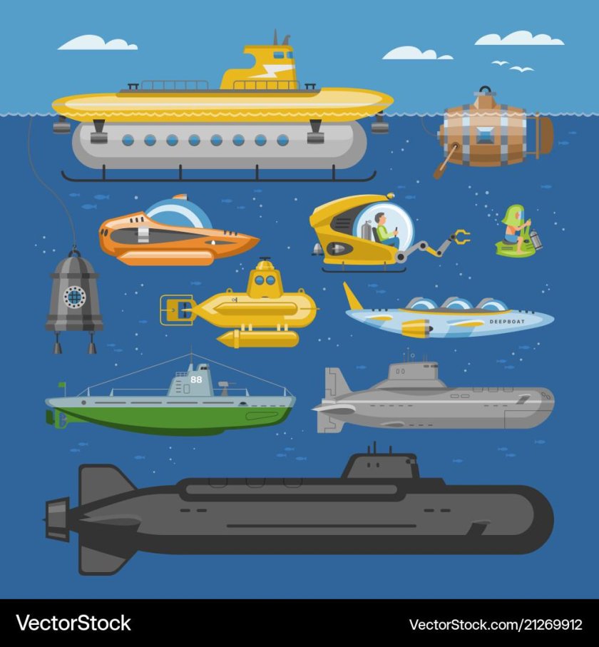 Подводная лодка Батискаф вектор