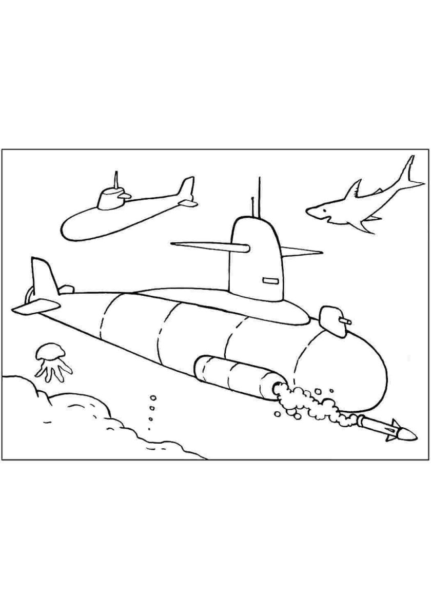 Подводная лодка раскраска