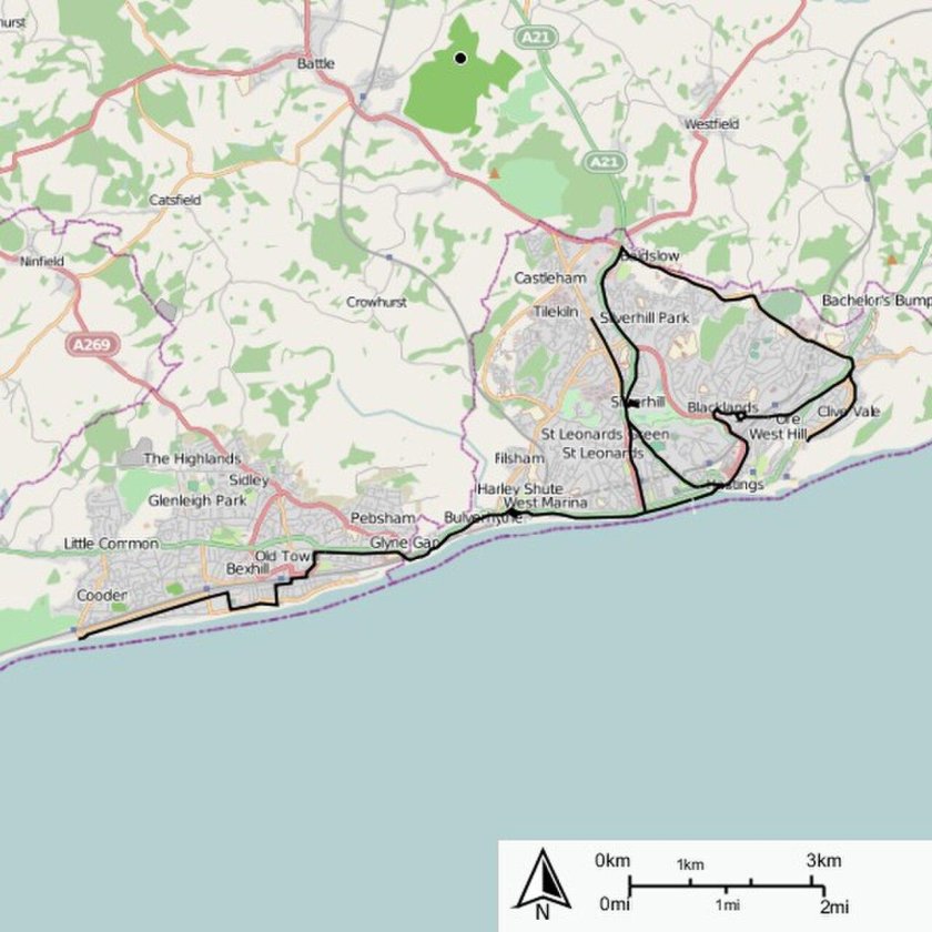 Гастингс на карте