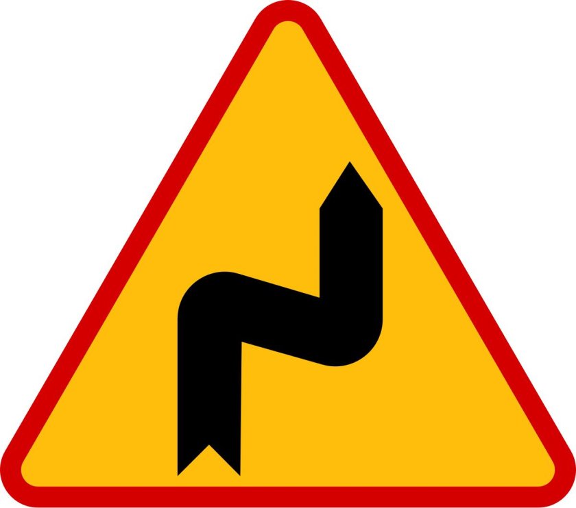 Знак 1.11.2 опасный поворот