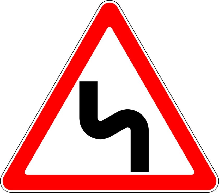 Знак 1.12.1 опасный поворот