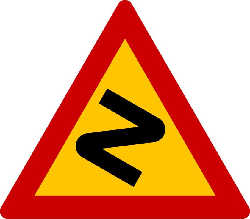 Знак 1.12.1 опасный поворот