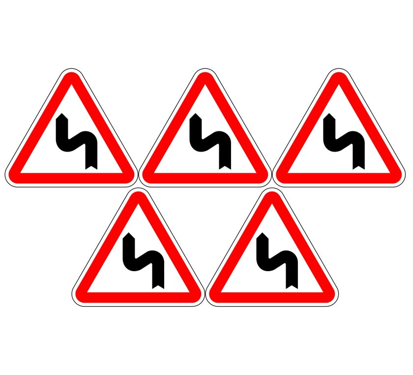 Дорожный знак 1.12.1 опасные повороты