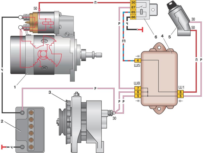 Схема включения стартера ВАЗ 2109 инжектор