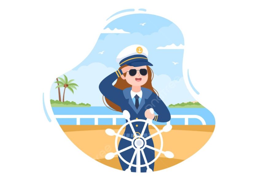 Женщина Капитан корабля рисунок