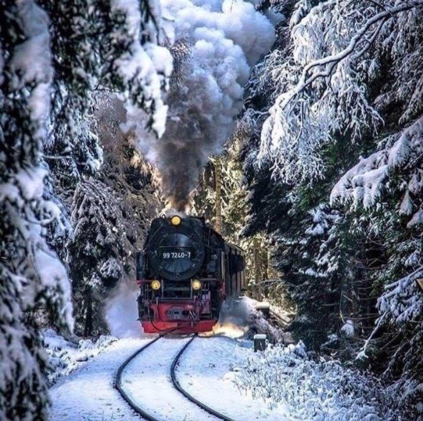 Поезд в снегу