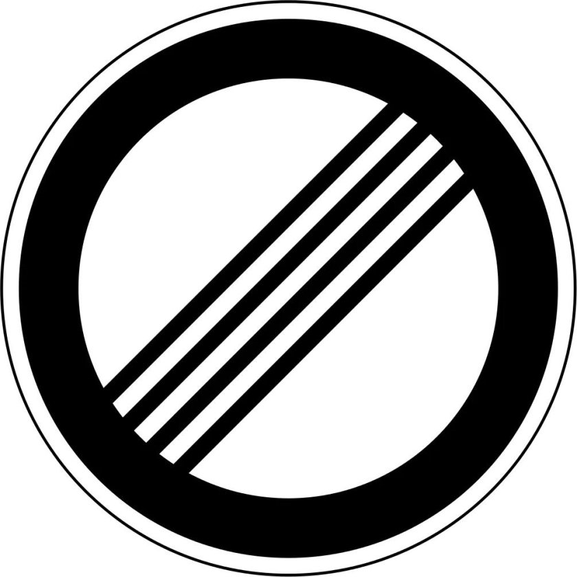 Конец ограничений дорожный знак