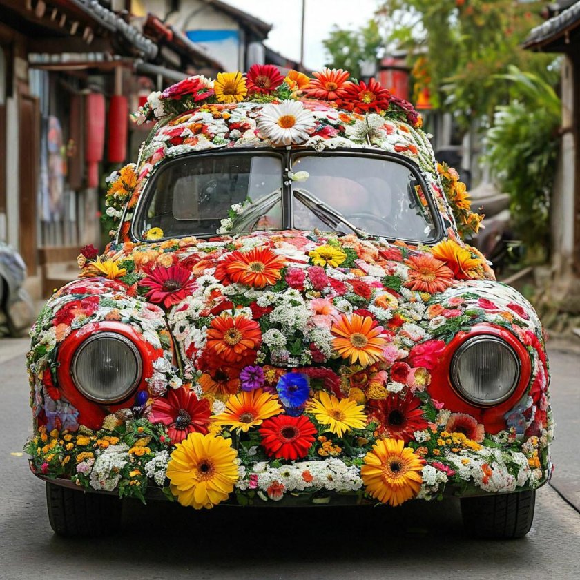 Машина в цветах