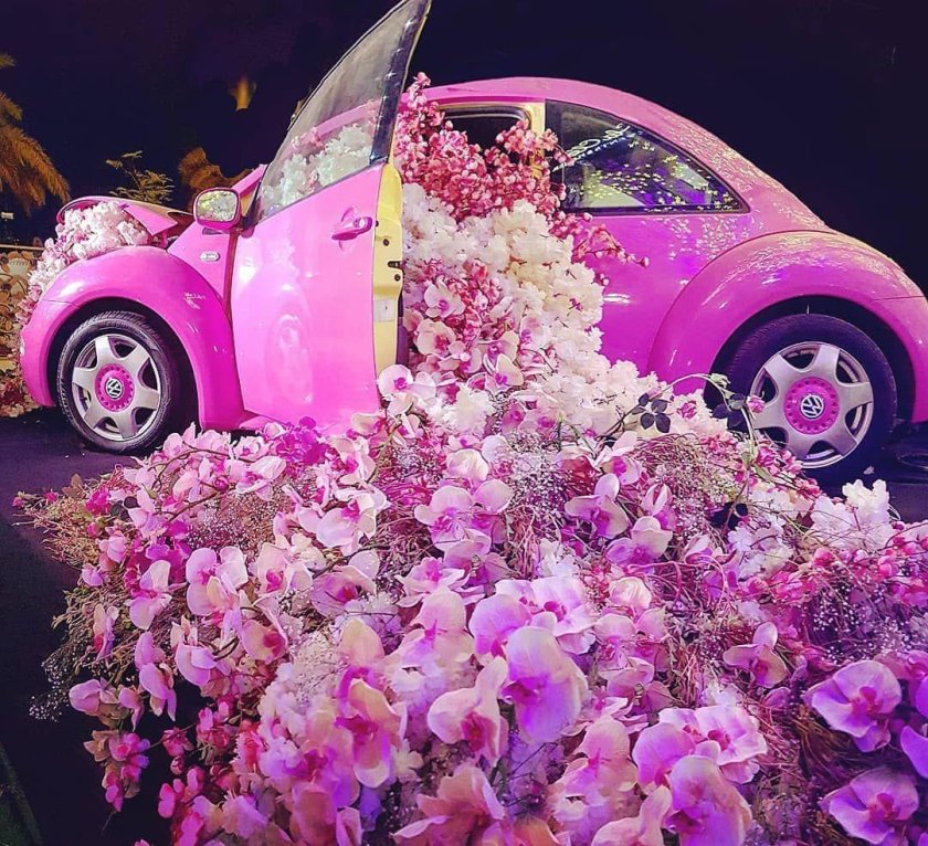 Машина и цветы