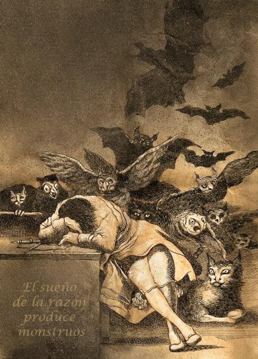 Сон разума рождает чудовищ офорт Франсиско Гойи