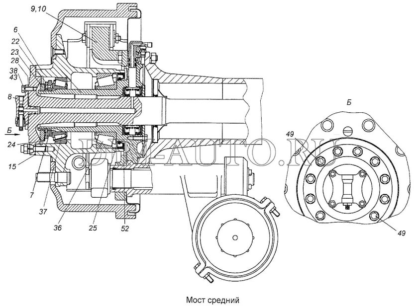 Ступица переднего моста КАМАЗ 43118 задний