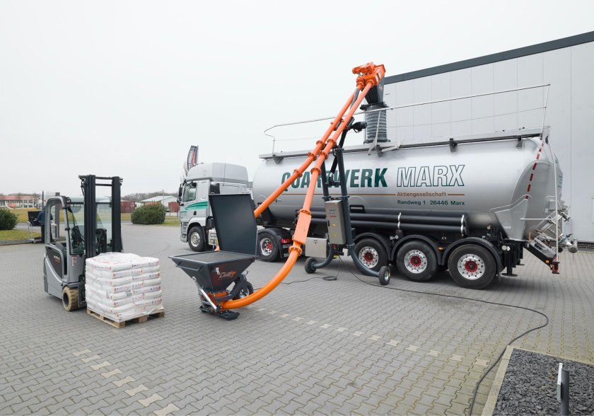 Разгрузка цементовоза