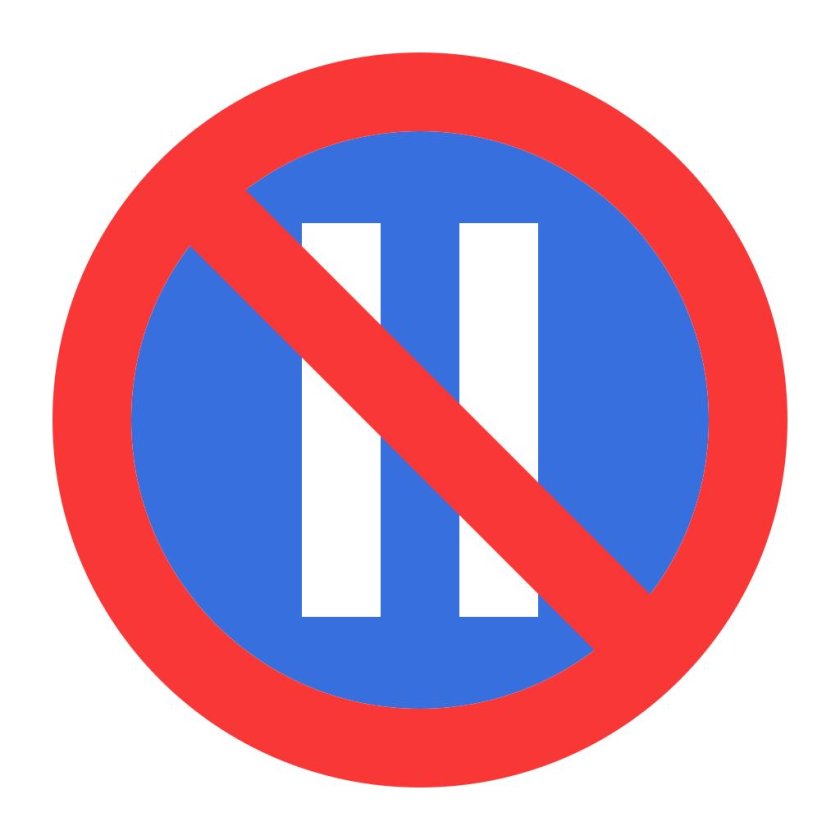 Дорожный знак круглый синий с красным крестом