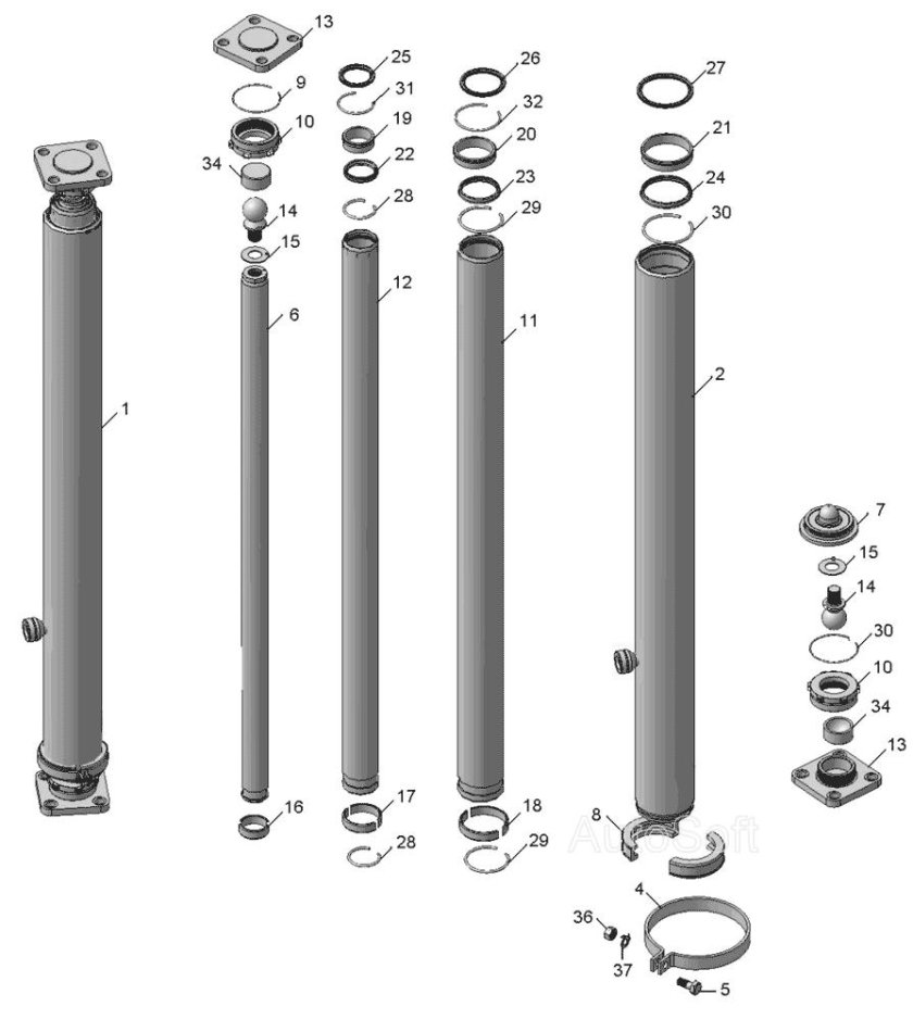Гидроцилиндр подъема кузова КАМАЗ 55111