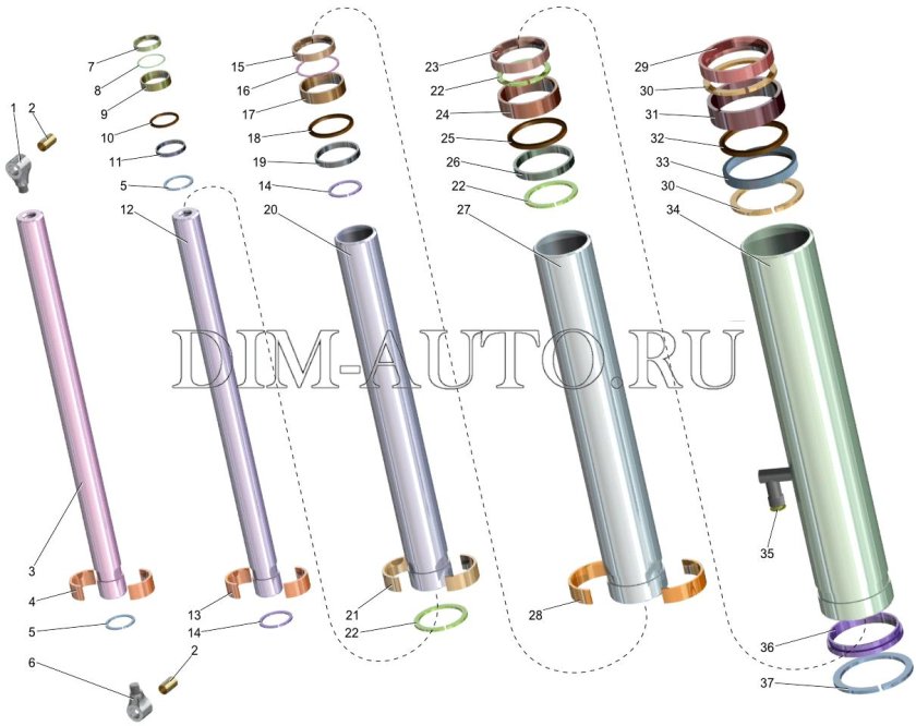 Гидроцилиндр подъема кузова КАМАЗ 65115