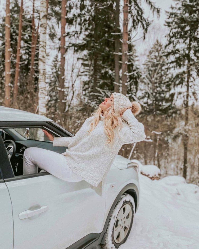 Зимняя фотосессия с машиной