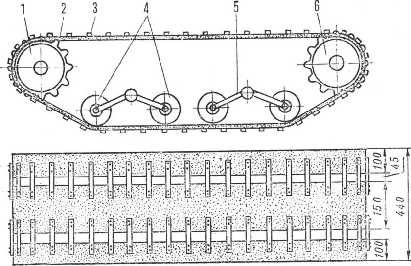 Чертеж мотособака 380 гусеница