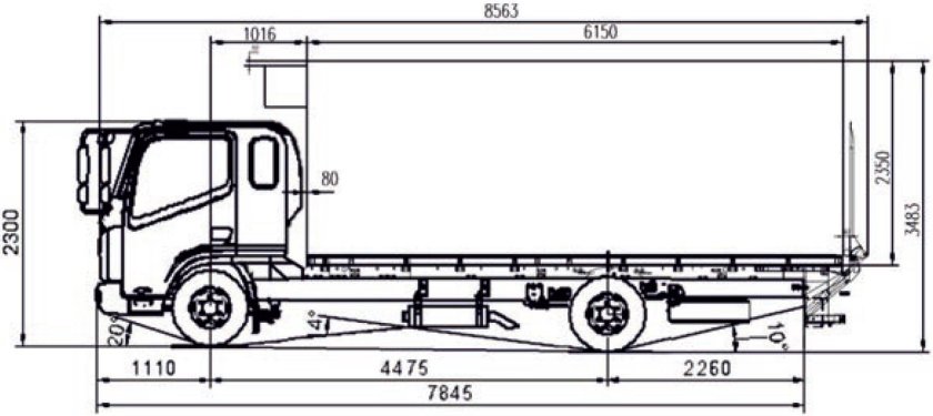 Габариты КАМАЗ 4308 бортовой