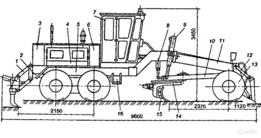 ДЗ-143 автогрейдер габариты