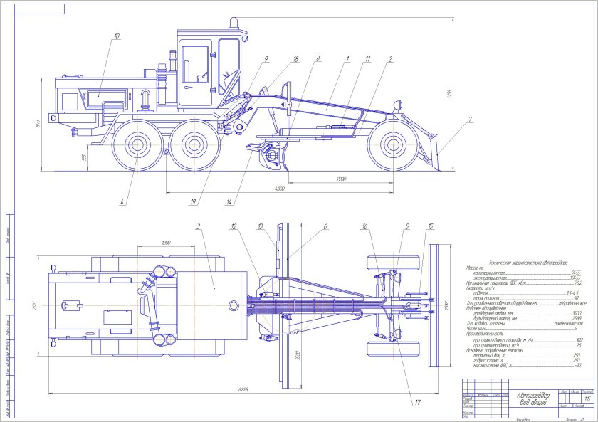 Габариты грейдера ДЗ 122
